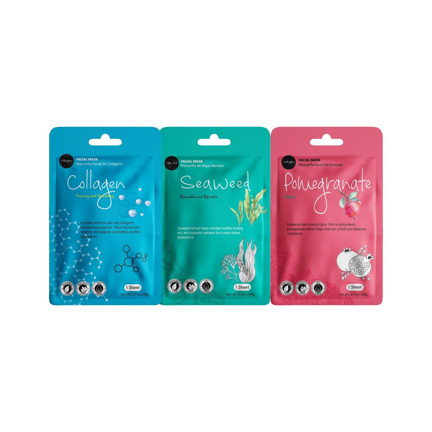 Buy now Celavi Essence Facial Sheet Face Mask Variety Set Classic Authentic Korean Moisturizing Skincare (12-Packs) at indiglob india