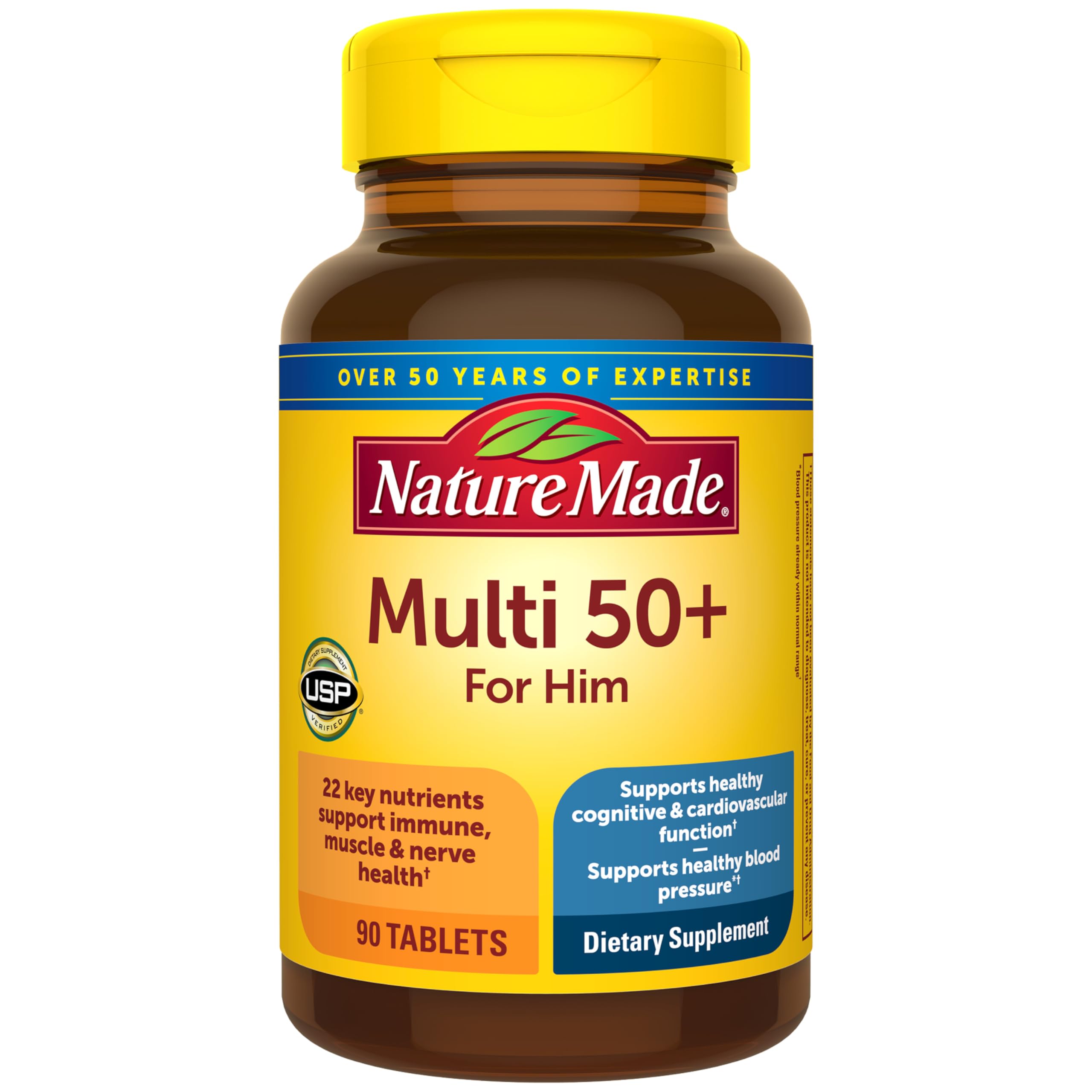 Nature Made Multi for Him 50+ Dietary Supplement Tablets 90 ea (Pack of 2)