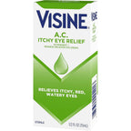 Buy now Visine A.C. Itchy Eye Relief Eye Drops with Zinc Sulfate & Tetrahydrozoline HCl, Eye Drop Treatment with Redness Reliever & Astringent for Itchy, Red, Watery & Irritated Eyes, 0.5 fl. oz at indiglob india