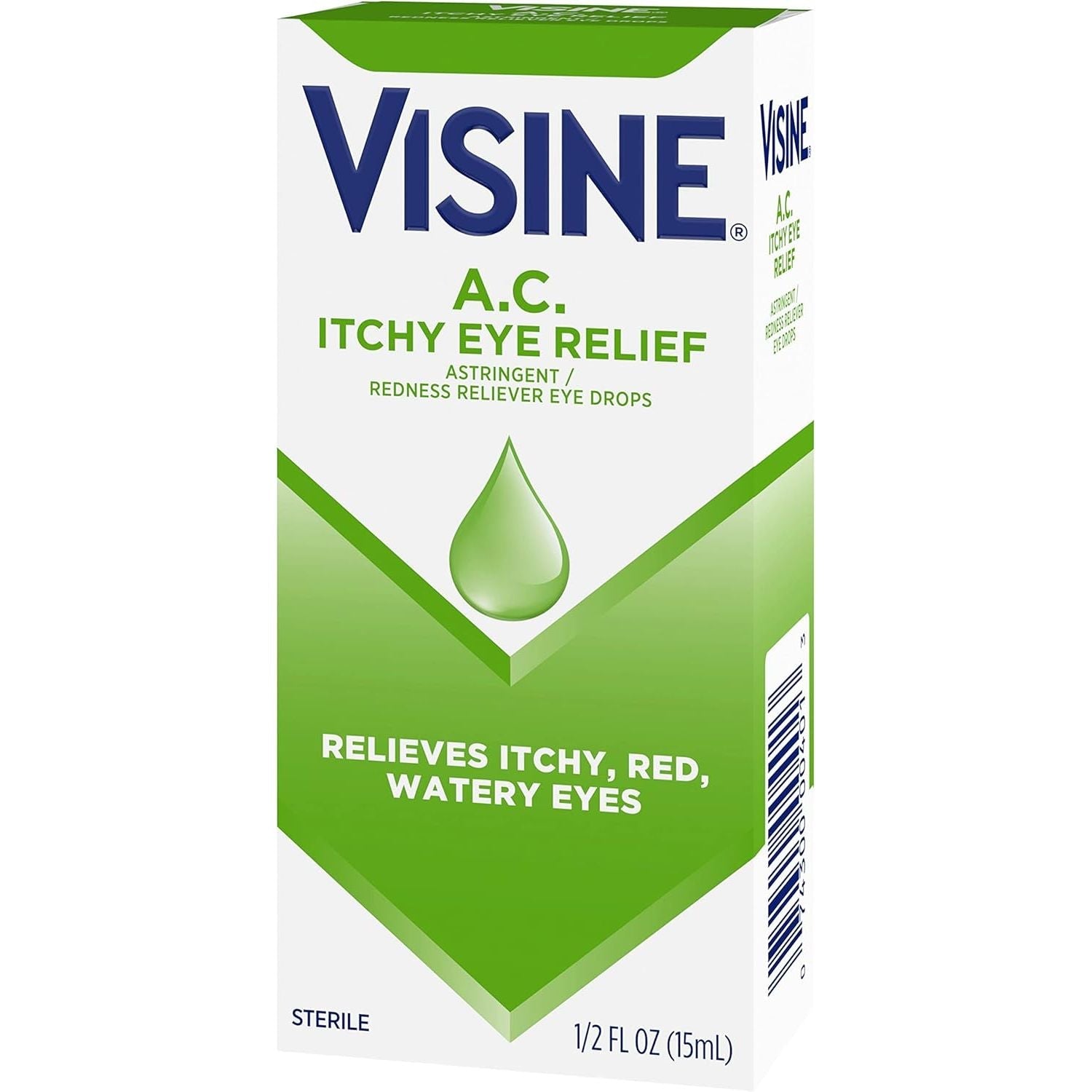 Buy now Visine A.C. Itchy Eye Relief Eye Drops with Zinc Sulfate & Tetrahydrozoline HCl, Eye Drop Treatment with Redness Reliever & Astringent for Itchy, Red, Watery & Irritated Eyes, 0.5 fl. oz at indiglob india
