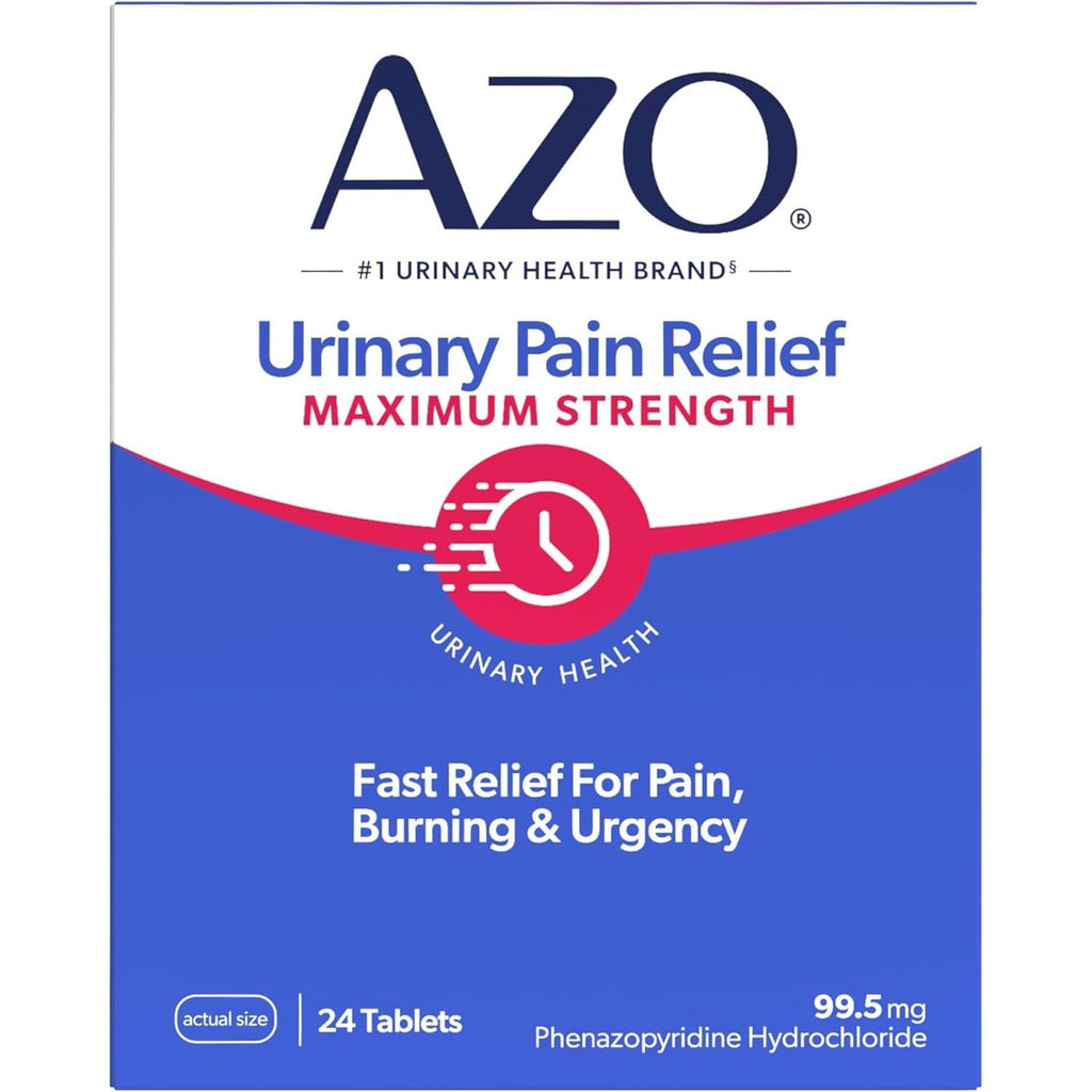 Buy now AZO Urinary Pain Relief Maximum Strength, Fast relief of UTI Pain, Burning & Urgency, Targets Source of Pain, #1 Most Trusted Brand, 24 Tablets Pack of 1 at indiglob india