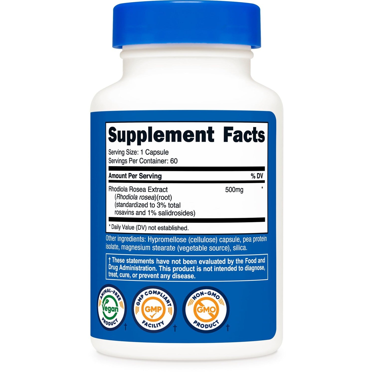 Nutricost Rhodiola Rosea 500mg, 60 Vegetarian Capsules, Gluten-Free | GMO-Free Rhodiola Rosea Supplement