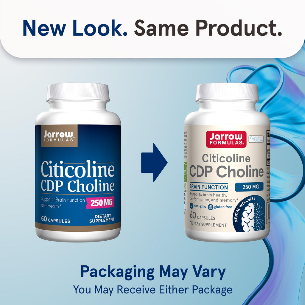 Jarrow Formulas Citicoline CDP Choline 250 MG, CDP Choline Supplement Supports Brain Health, Performance and Memory, 60 Capsules, Up to a 60 Day Supply (Pack of 12)