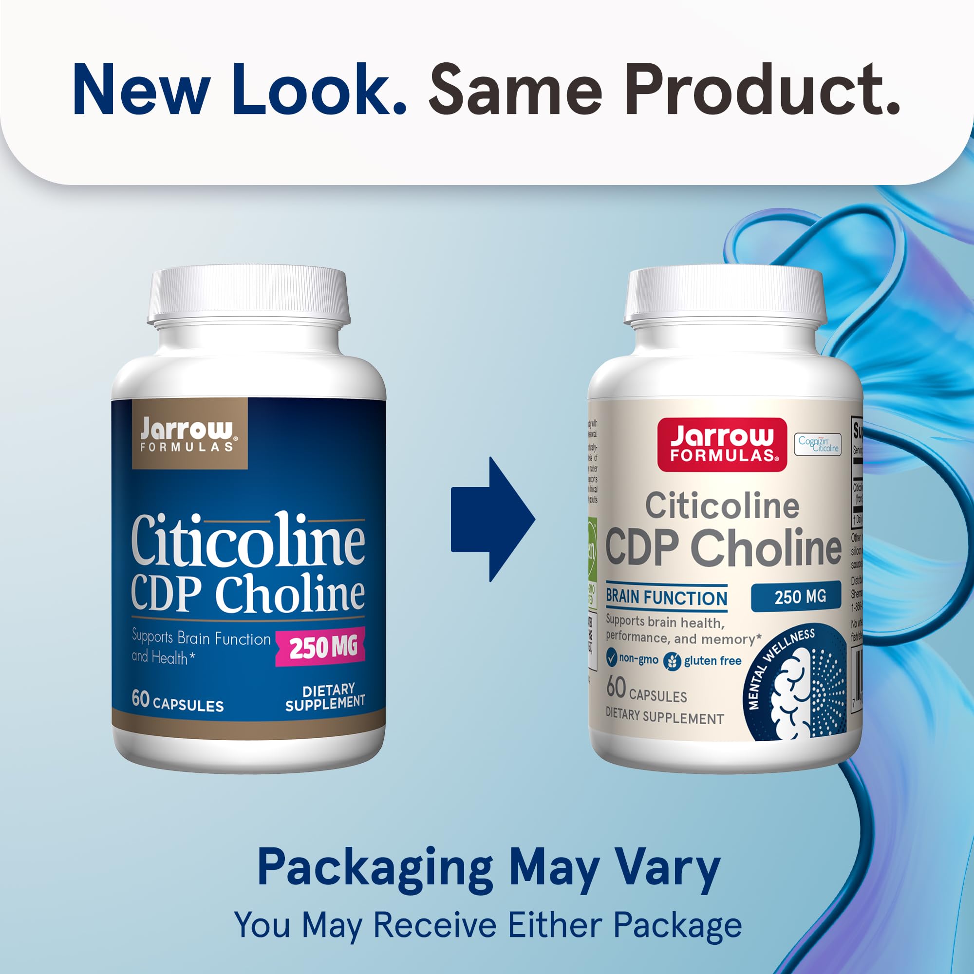 Jarrow Formulas Citicoline CDP Choline 250 MG, CDP Choline Supplement Supports Brain Health, Performance and Memory, 60 Capsules, Up to a 60 Day Supply (Pack of 12)