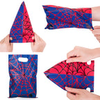 PintreeLand 40 PCS Spider Web Party Favor Bags, Red and Blue Goodie Candy Bags for Birthday