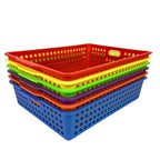 4E's Novelty 6 Pcs Colorful Plastic Classroom Storage Bins 13.75" X 10.25" for Organizing A4 Papers Trays, Turn In Containers Kids School Teachers Classroom Organization & Storage Supplies