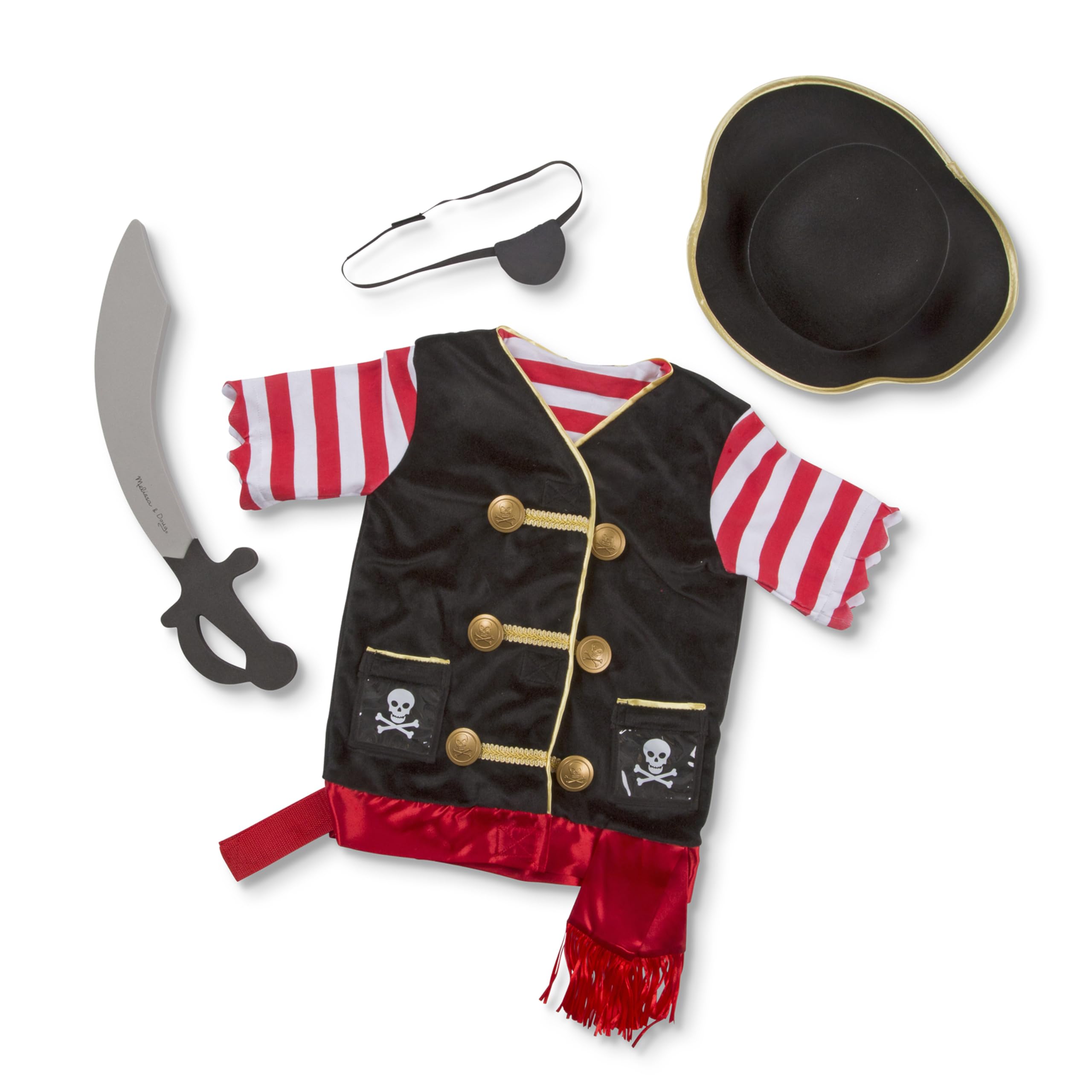 Buy now Melissa & Doug Pirate Role Play Costume Dress-Up Set With Hat, Sword, and Eye Patch at indiglob india