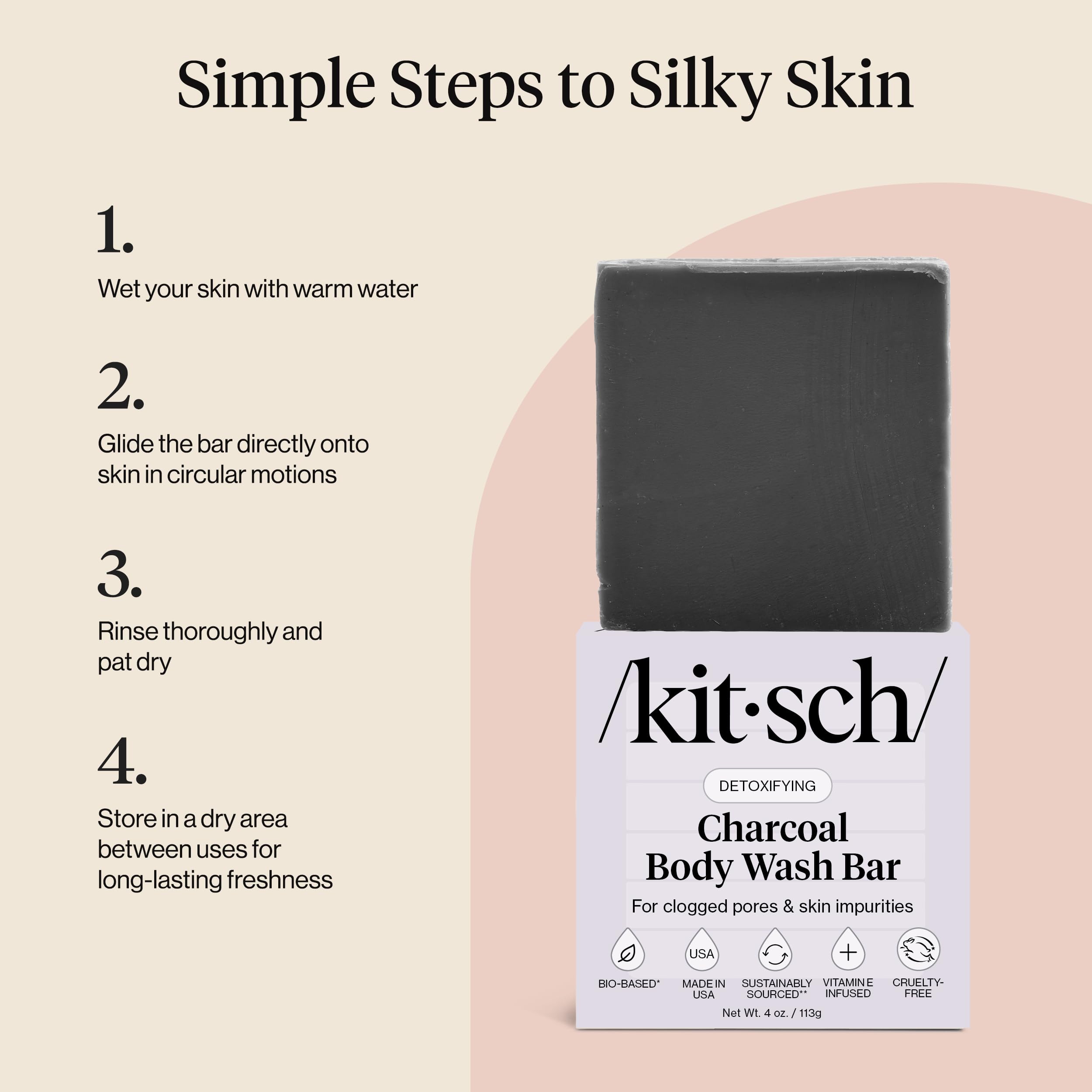 Buy now Kitsch Charcoal Soap Body Wash Bar â€“ Detoxifying Bar Soap with Activated Charcoal â€“ Gently Removes Excess Oil & Impurities, Clears Pores, Firms & Moisturizes Skin â€“ Made in USA - 4 oz at indiglob india