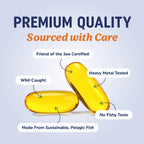 Triple Strength Omega 3 Fish Oil 1200 mg, EPA & DHA, Premium Wild Caught | Sustainably-Sourced Omega-3 Fatty Acids, Burpless Fish Oil Supplements, Clean Label Certified, 3rd-Party Tested, 30 Softgels