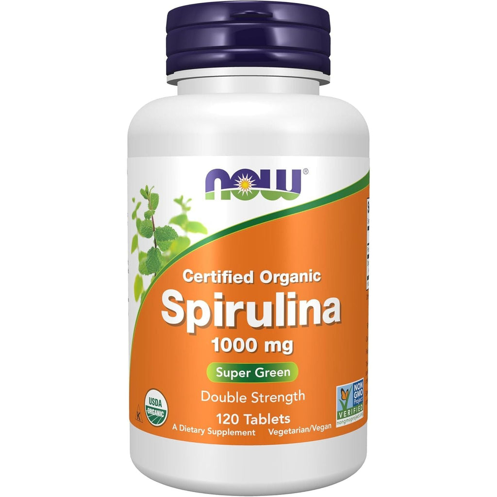 Buy now NOW Foods Supplements, Certified Organic, Spirulina 1000 mg (Double Strength), Rich in Beta-Carotene (Vitamin A) and B-12 with naturally occurring GLA , 120 Tablets 120 Count (Pack of 1) at indiglob india