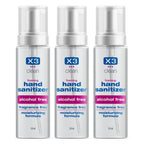 X3 Clean Foaming Hand Sanitizer, Alcohol Free and Fragrance Free, Kills 99.9% Germs, Moisturizing Formula, Travel Size 2.5 oz (3 Pack)