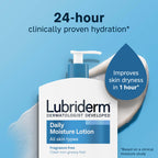 Lubriderm Daily Moisture Body Lotion, Fragrance Free, 24 fl. oz | Hydrating Face, Hand & Body Lotion + Pro-Ceramide for Sensitive Skin, 24-Hour Moisturizer with Shea Butter, Non-Greasy
