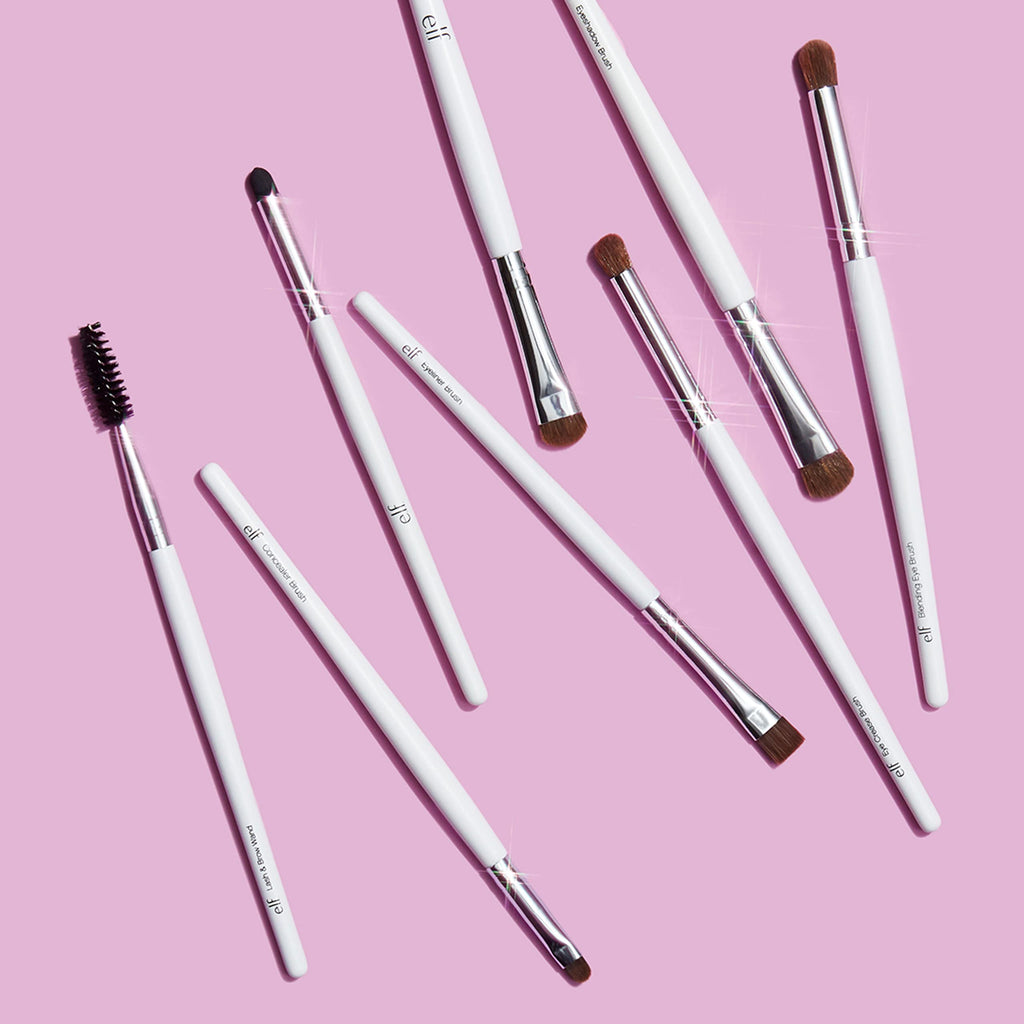 Buy now e.l.f. Small Eyeshadow Brush, Makeup Brush For Eye Contouring & Blending, Curved Design, Made With Synthetic Bristles, Vegan & Cruelty-Free at indiglob india