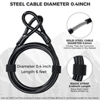 Hapleby Premium Bike Lock Set with 2 Keys, Bike U-Lock with 6 Feet Thickened Solid Steel Cable, Heavy Duty Anti Theft Bicycle U-Lock with Mounting Bracket for Road, Mountain, Folding Bike and Scooter
