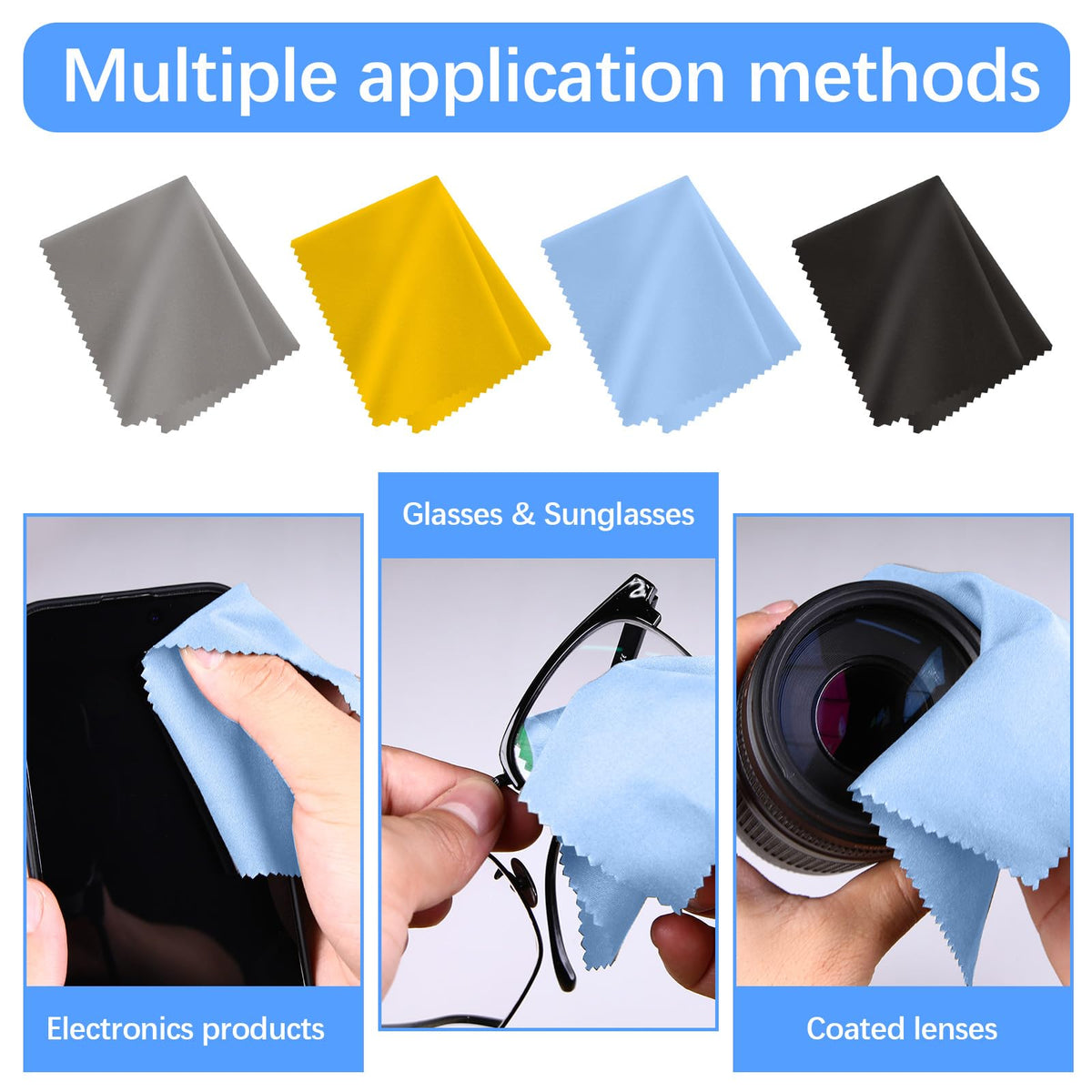 80 Pack Microfiber Cleaning Cloth for Glasses, Multi-Color Eye Glasses Cleaning Cloth Bulk 6"x7" Microfiber Cleaner Lens Cloths for Eyeglasses, Camera Lenses, TV Screens, Cell Phones and Laptops
