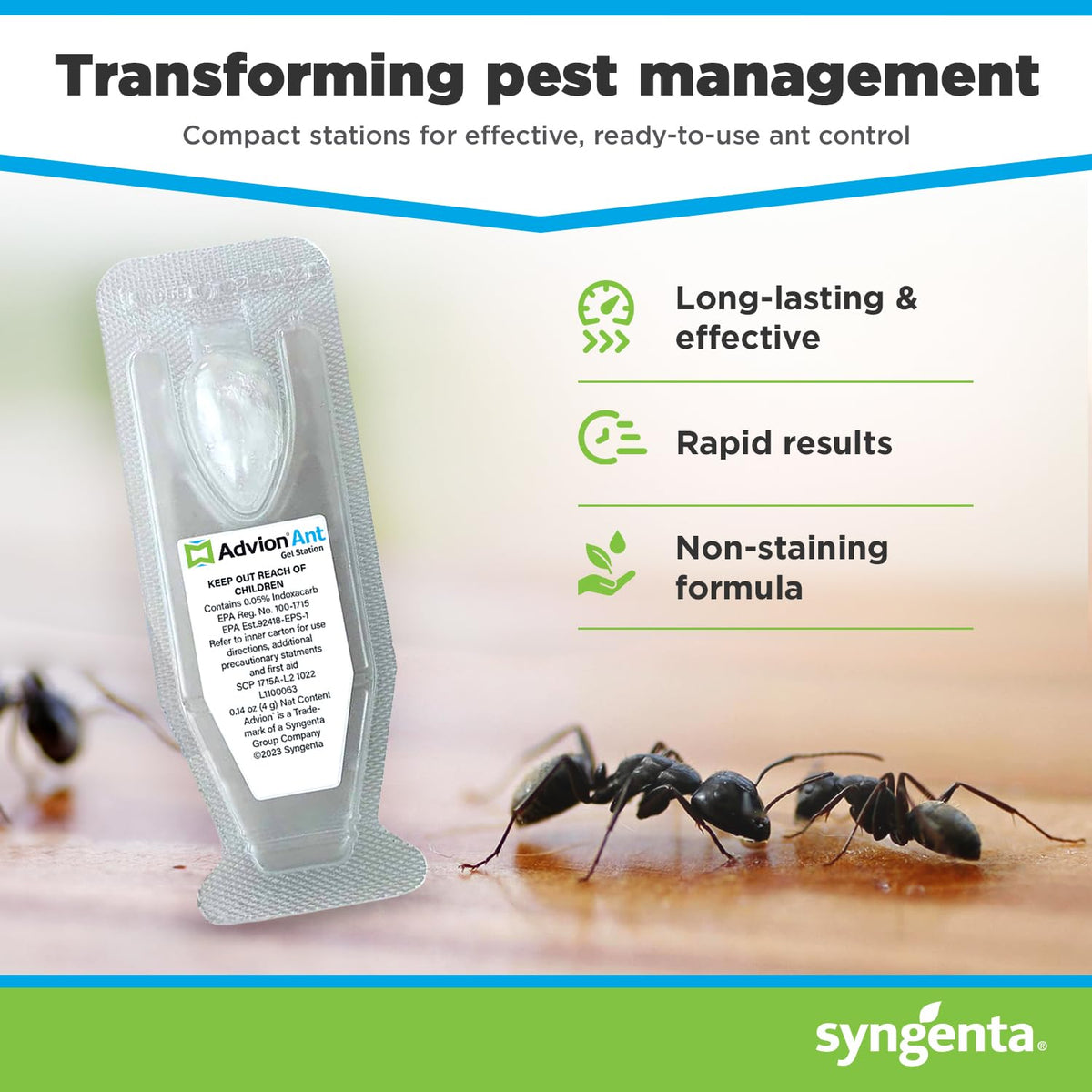 Syngenta Advion Ant Gel Station Insecticide, Ready-to-Use Gel Bait with The Active Ingredient Indoxacarb, Ant Bait for Use Indoor and Outdoor, 3 Boxes (9 Total Stations)