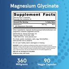 Jarrow Magnesium Glycinate, Support Relaxation & Healthy Sleep, 90 Capsules | 360mg per Serving, 90 Veggie Capsules, 30 Day Supply, Bioavailable Form of Magnesium, Gentle on Stomach