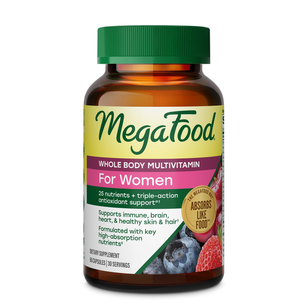 MegaFood Whole Body Multivitamin for Women with 25 Nutrients, 60 Capsules
