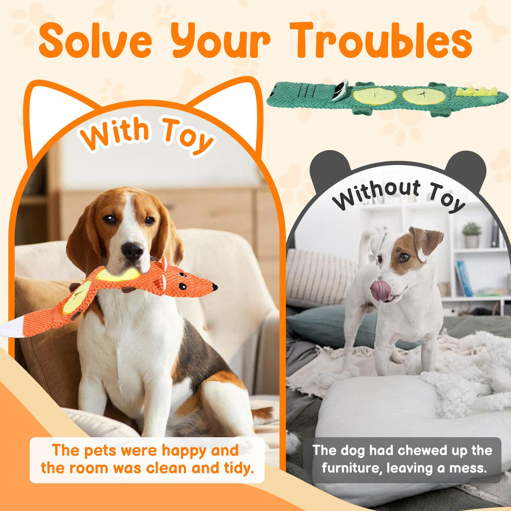 2-Pack Aggressive Chewer Toy, Squeaker & Puzzle, No Stuffing
