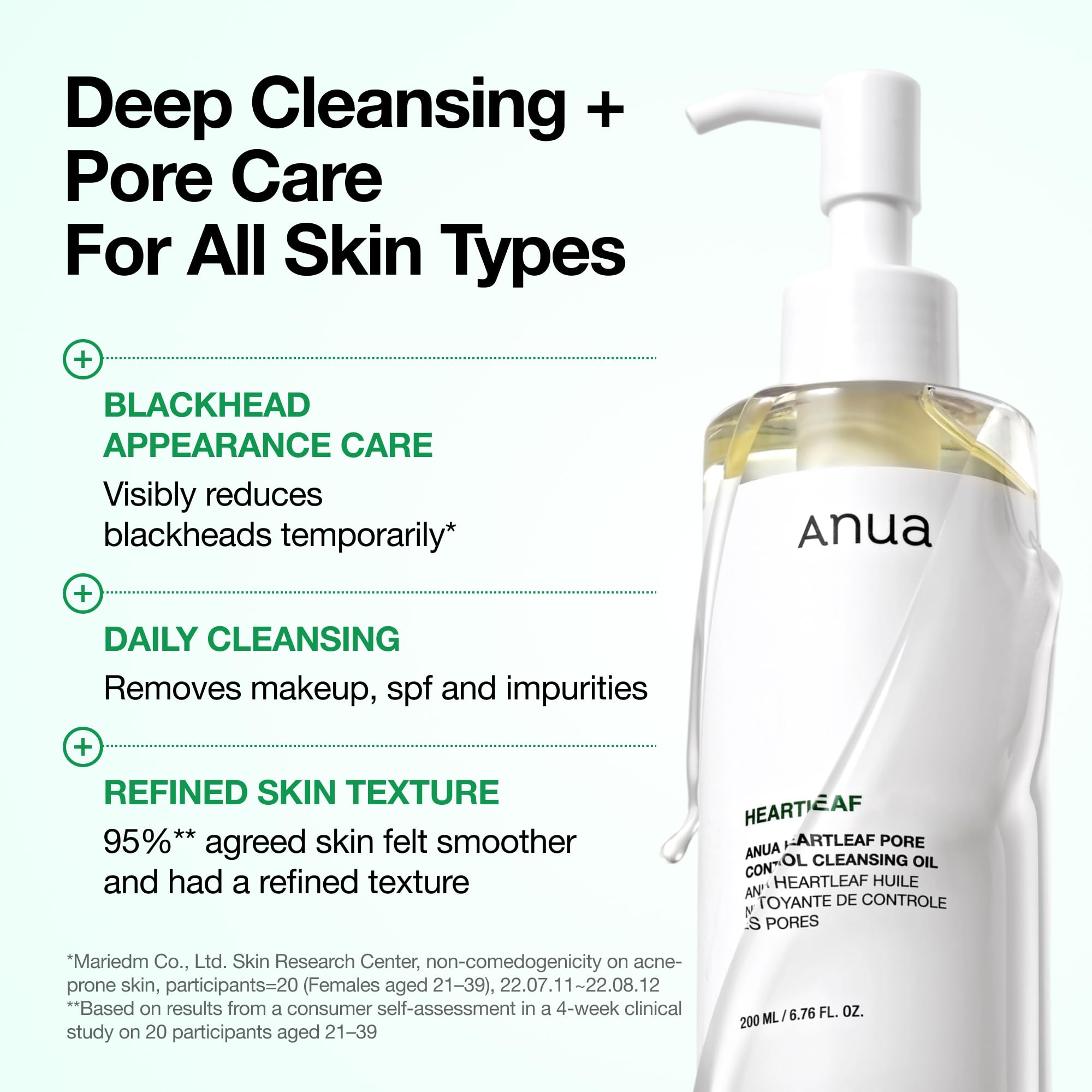 Anua Heartleaf Pore Control Cleansing Oil, Pore Cleanser, Sebum Care, Gentle Melting Oil Cleanser for Face, Safe For All Skin Type, Daily Hydrating Makeup Remover, Korean Skin Care (6.76fl.oz)