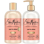 SheaMoisture Coconut & Hibiscus Curl & Shine Shampoo & Conditioner for Bouncy Curls, Frizz Control, 16 Oz Ea