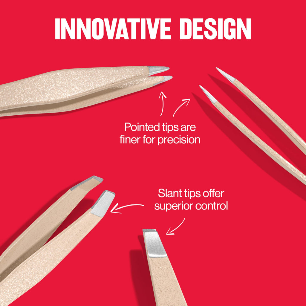 Buy now Revlon Designer Series Mini Tweezer Set, Hair Removal Tool Kit with Slant & Point Tips, Portable and Easy to Use, Made with Long Lasting Stainless Steel, 1 Count at indiglob india