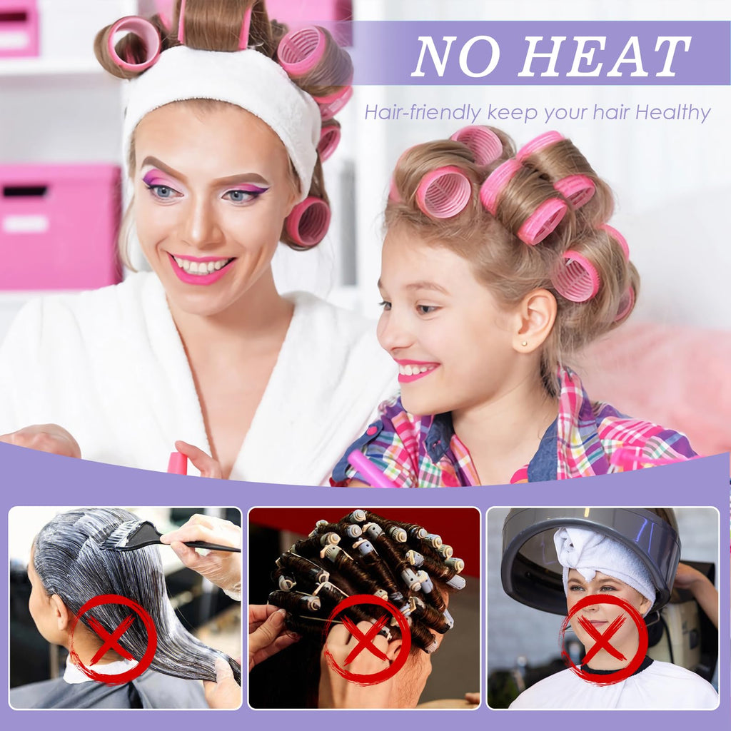 5 Size Hair Rollers for Blowout Look Long Hair, Women, 72Pcs Roller Set