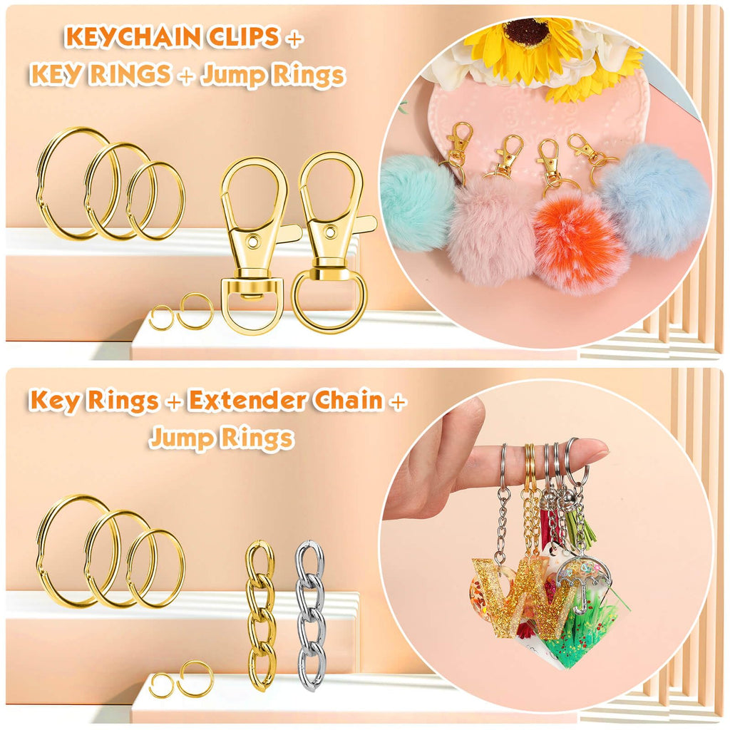 PAXCOO Keychain Making Kit, Keychain Craft Supplies Including Key Chain Hooks, Lobster Clasps, Key Rings and Jump Rings for Key Chain Making and Jewelry Making