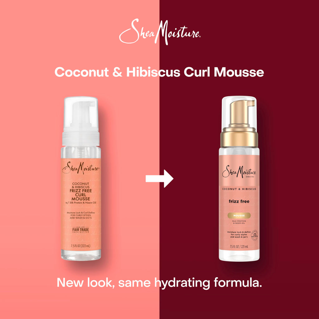SheaMoisture Curl Mousse Coconut and Hibiscus for Frizz Control Styling Mousse with Shea Butter 7.5 oz | Curl enhancing mousse with Coconut Oil, Neem Oil & Silk Protein to instantly hydrate, reduce frizz, and add shine.