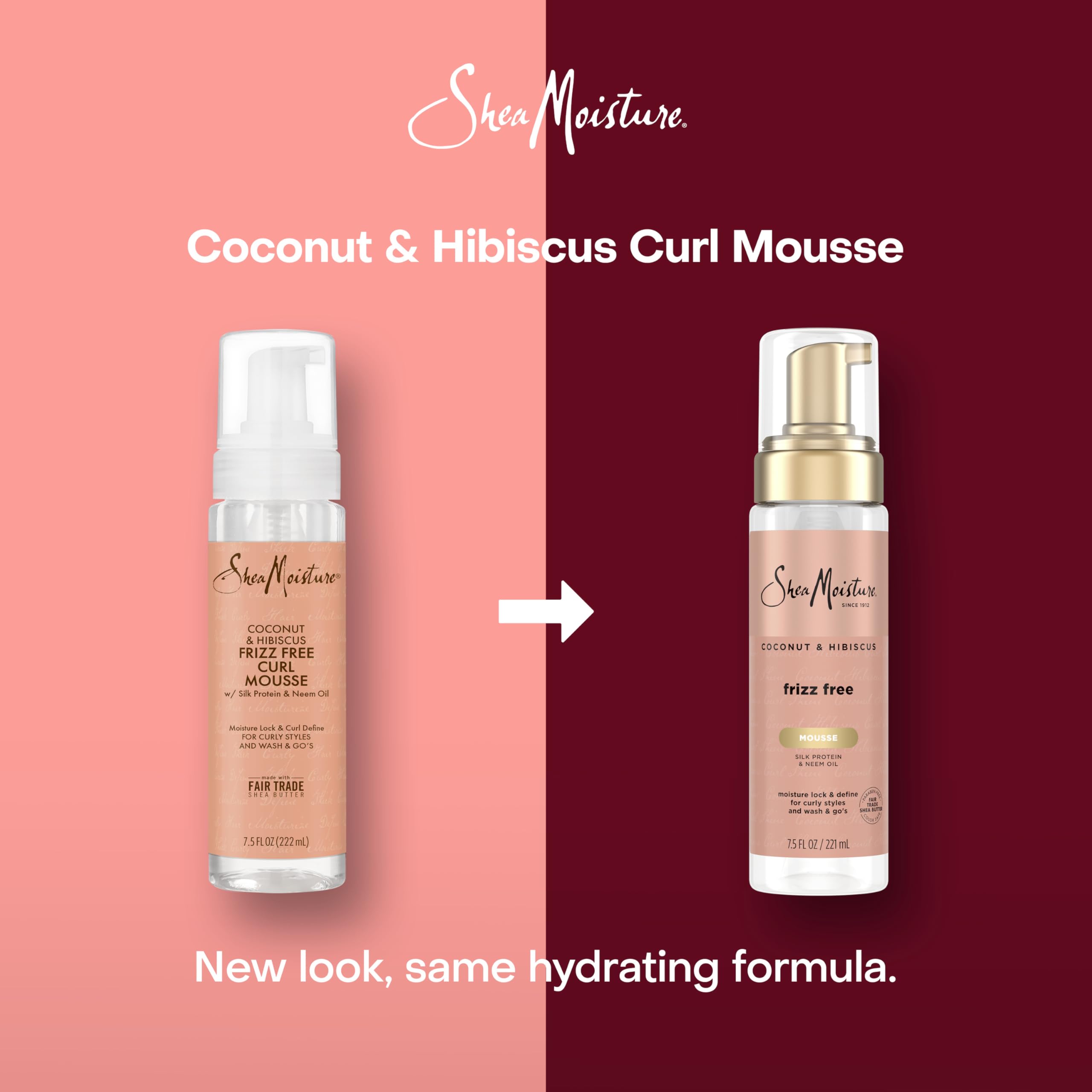 SheaMoisture Curl Mousse Coconut and Hibiscus for Frizz Control Styling Mousse with Shea Butter 7.5 oz | Curl enhancing mousse with Coconut Oil, Neem Oil & Silk Protein to instantly hydrate, reduce frizz, and add shine.