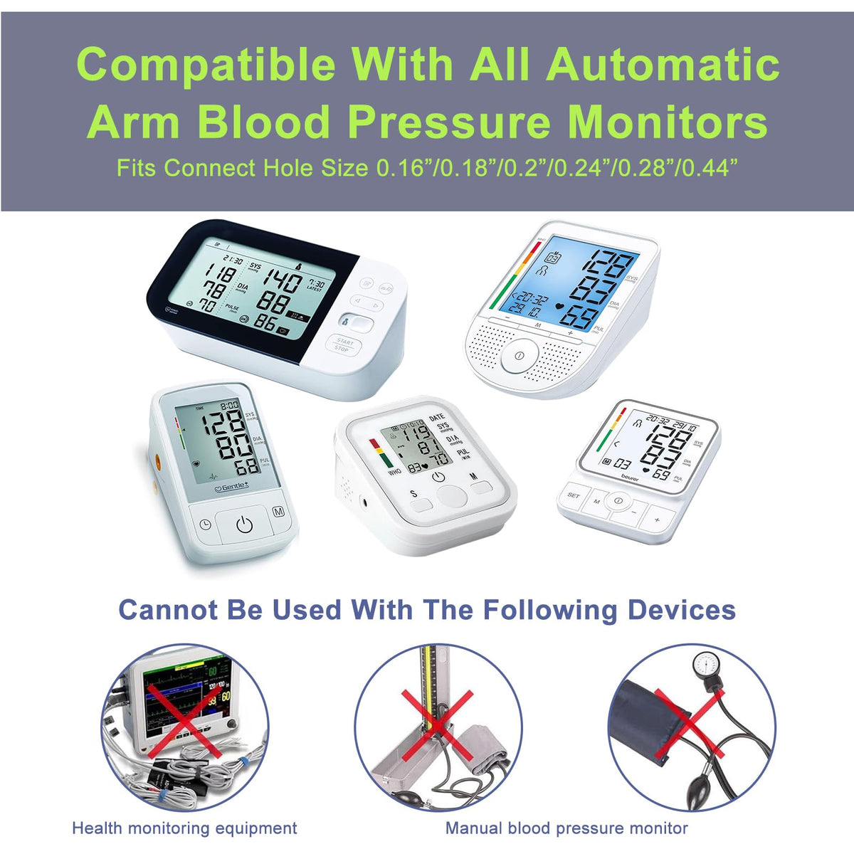Replacement Extra Large Cuff for Omron BP Monitors 22-52CM Big Arm - Adjustable XL Blood Pressure Cuff, Includes 6 Universal Interface, Blood Pressure Monitors Large Cuff Compatible