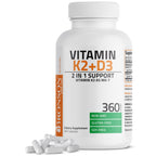 Bronson Vitamin K2 D3 (MK7) Supplement 2-in1 D3 & K2 Complex, 60 Capsules | Bone, Immune & Heart Health Support, Gluten Free, Soy Free, Non-GMO, Vitamin D3 5000IU (125 mcg) & 90 mcg K2 MK-7