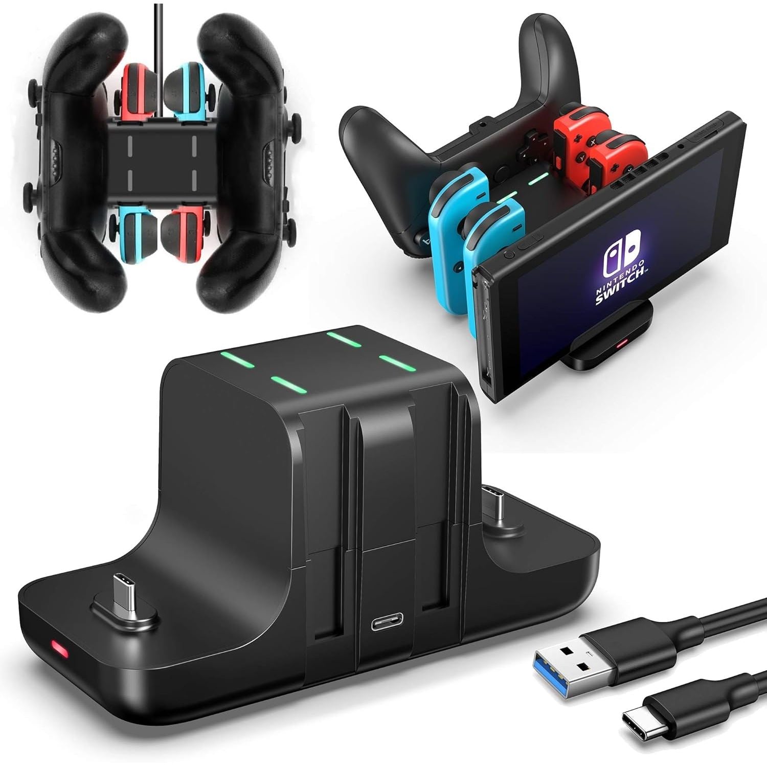 Buy now Upgraded Controller Charger Dock Station for Nintendo Switch Pro Controller and Joy con, FANPL 6-in-1 Charging Stand for Switch & OLED Model & Lite with Charging Indicator and Type C Charging Cable Default at indiglob india