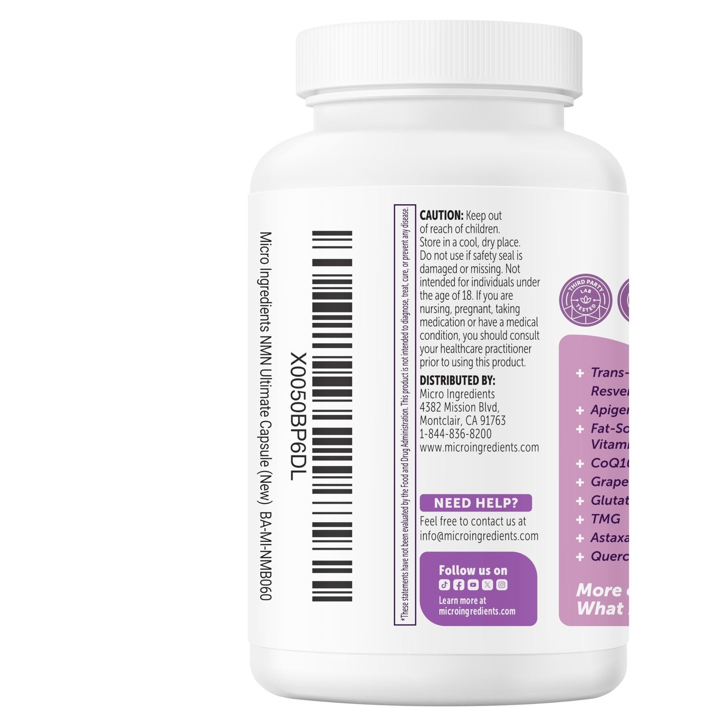 Micro Ingredients NMN Complex 1,000 mg Per Serving, 60 Veggie Capsules | 10-in-1 with Nicotinamide Mononucleotide, Resveratrol, Astaxanthin, TMG & CoQ10. NAD+ Supplement Precursor. Filler Free.