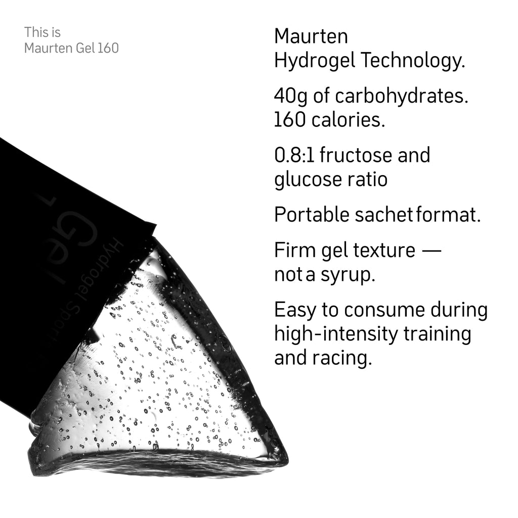 Maurten Gel 160 Energy Gel - 12-Pack of 65g - 40g Carbohydrates for Extended Endurance Sports - Stomach-Friendly Patented Hydrogel Technology for Endurance Athletes - Free of preservatives