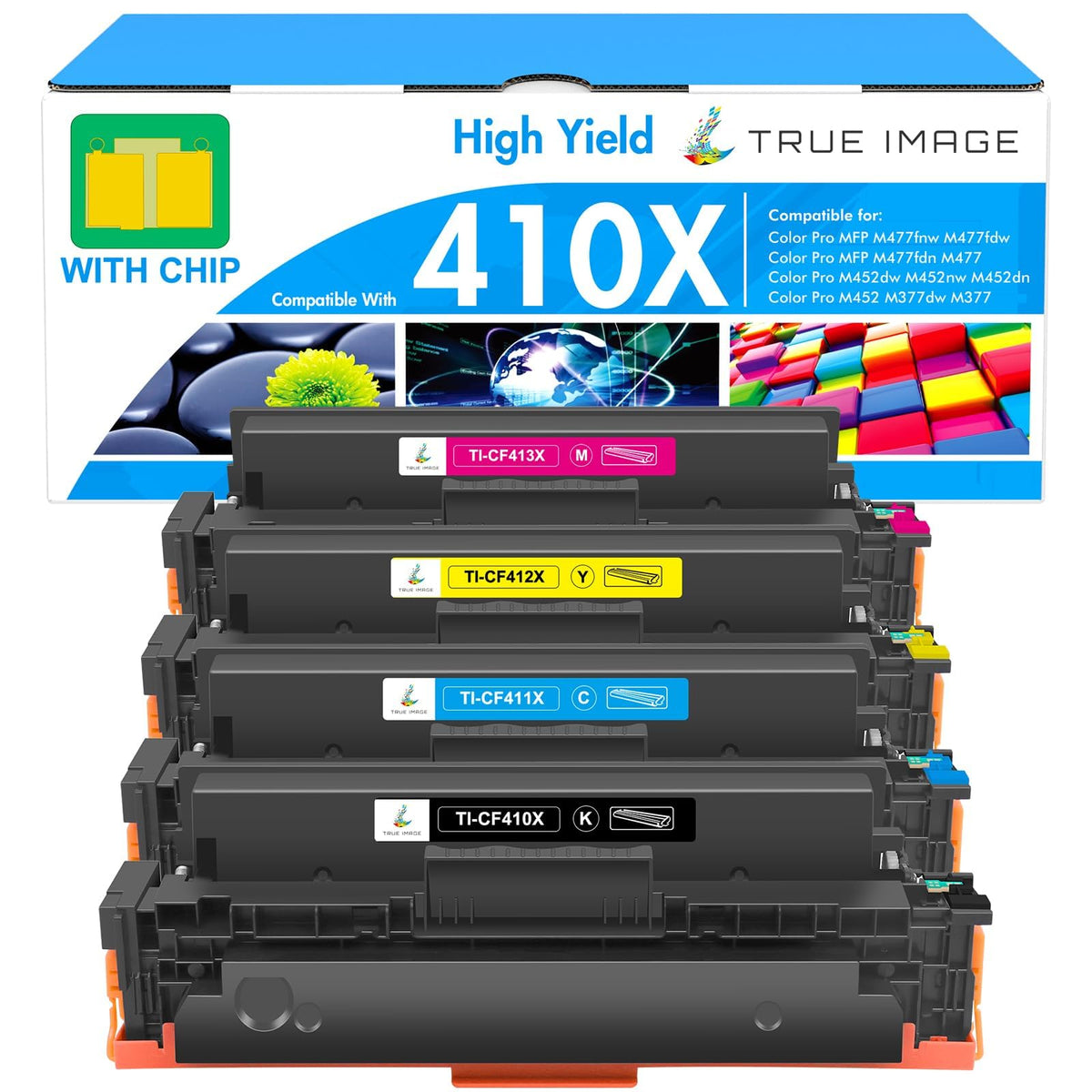 410X Toner Cartridge 4 Pack 410A for HP MFP M477fnw M477fdw M477fdn M452dn