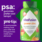 Vitafusion Power Zinc Gummies | 90 Adult Gummy Vitamins | for Women & Men | Zinc Gluconate Supplement | Strawberry Tangerine Flavor | Gluten-Free Formula