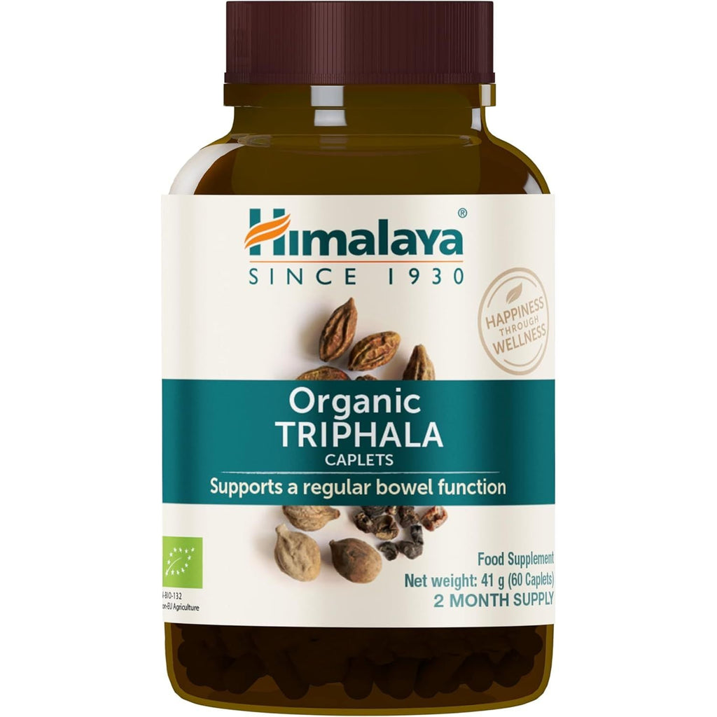 Buy now Himalaya Organic Triphala, 2 Month Supply, for Colon Cleanse, Detox & Occasional Constipation, USDA Certified Organic, Non-GMO, Gluten-Free, Extract & Powder Herbal Supplement, 688 mg, 60 Caplets at indiglob india