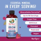 MaryRuth's Prenatal & Postnatal Iron Liquid, Sugar Free, Vegan, 15.22 Fl Oz | Bioavailable Ferrochel, Red Blood Cell Production, Sugar Free, Vegan, Non-GMO