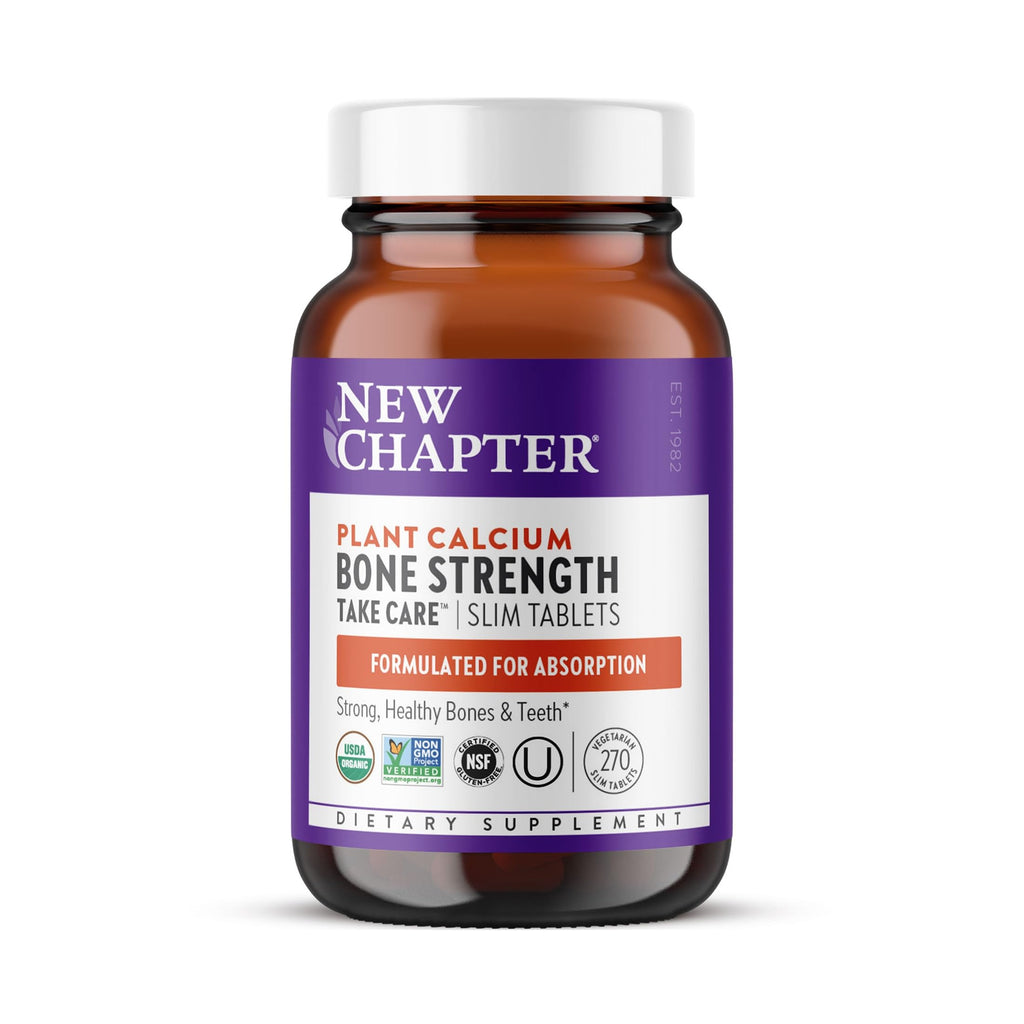 New Chapter Bone Strength Take Care Supplement, 120 Slim Tablets | Clinically Studied Plant Calcium from Red Marine Algae for Bone and Heart Health, Vegan, Organic and Gluten Free