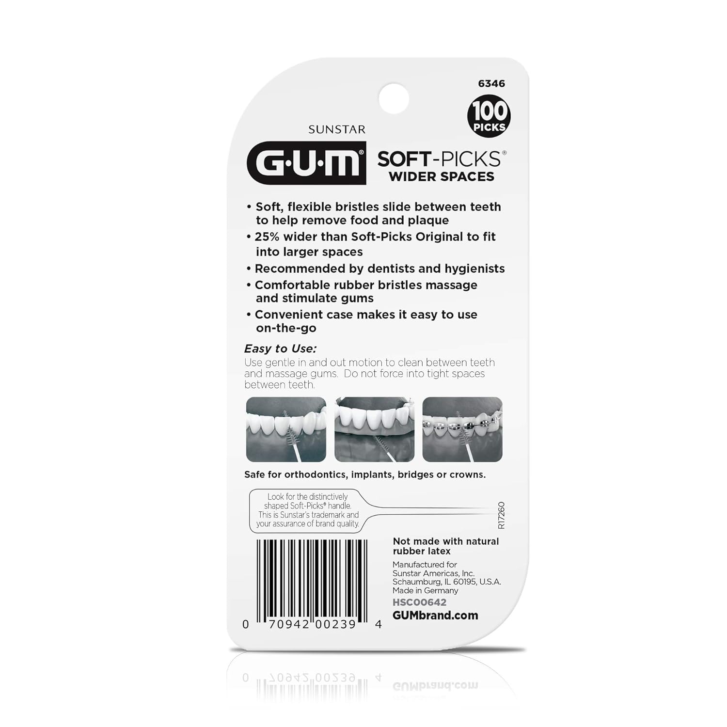 Buy now GUM Soft-Picks Wider Space, Easy to Use Dental Picks for Teeth Cleaning and Gum Health, with Convenient Carry Case, Dentist Recommended Dental Picks, 100 Count at indiglob india
