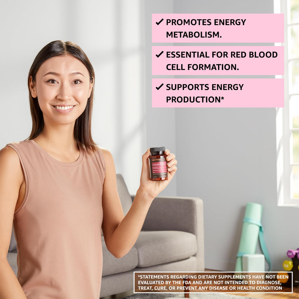 Amazon Elements Vitamin B12 Methylcobalamin 5000 mcg - Normal Energy Production and Metabolism, Immune System Support - 2 Month Supply, Berry Flavored Lozenges, 65 Count (Pack of 2)