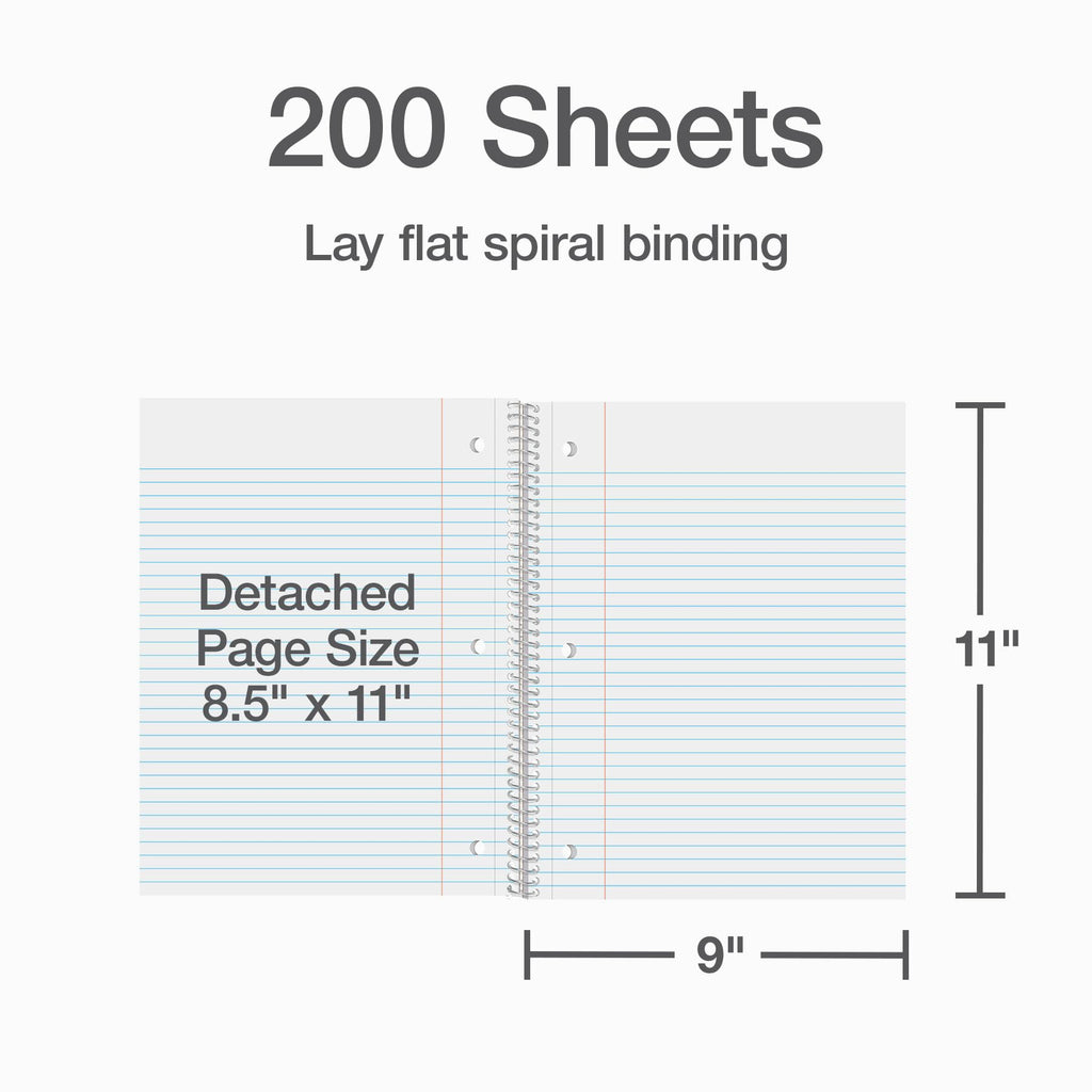 Oxford 5 Subject Spiral Notebook, Notebooks for School, Plastic Covers, Back to School Supplies, College Ruled, 200 Sheets, 1 Pack, Bright Blue (1009294)