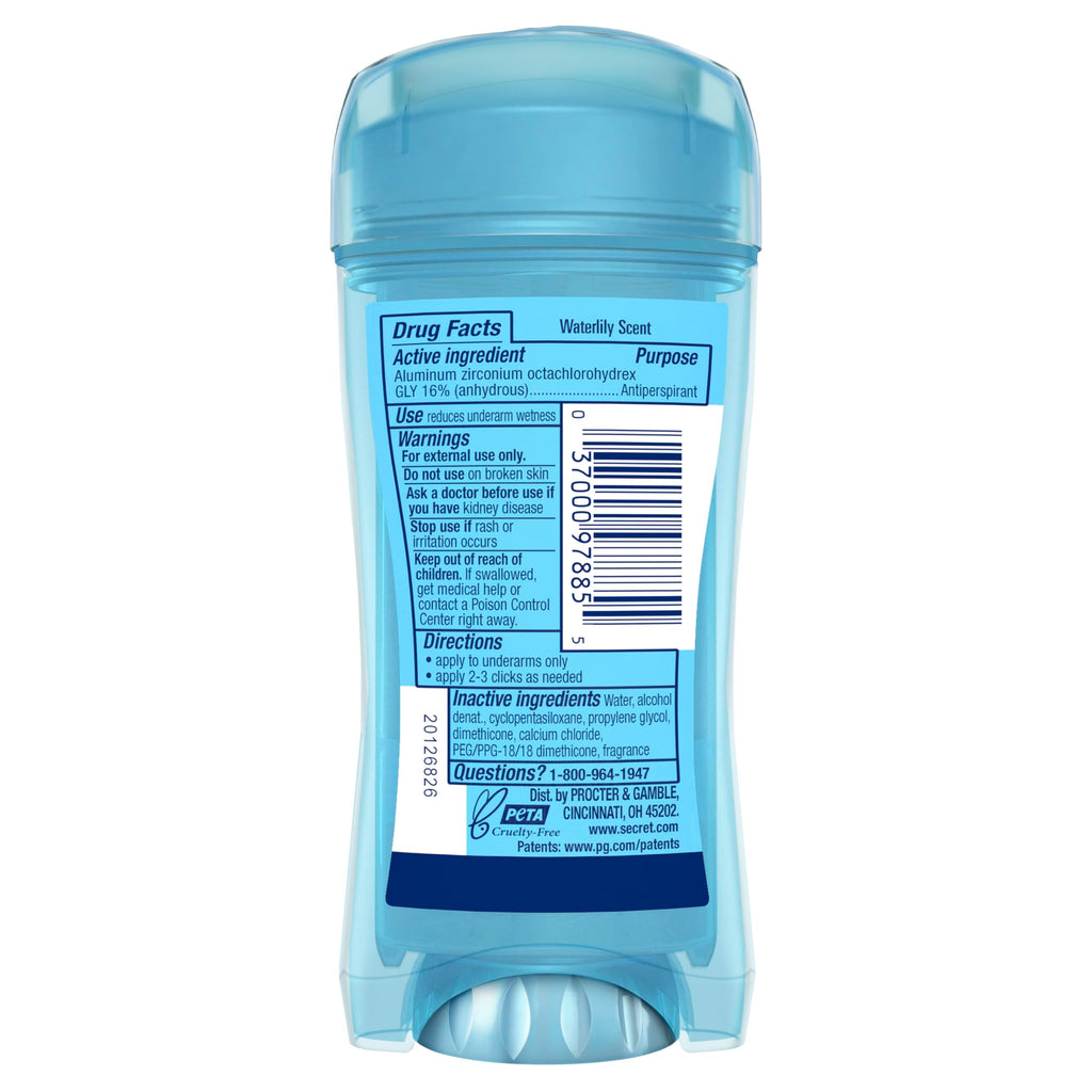 Secret Fresh Antiperspirant Deodorant for Women, 72hr Breathable Sweat & Odor Protection, Instant Freshness & Gentle, PH Balancing Minerals, Clear Gel, Cool Waterlily Scent, 2.6 oz (Pack of 3)