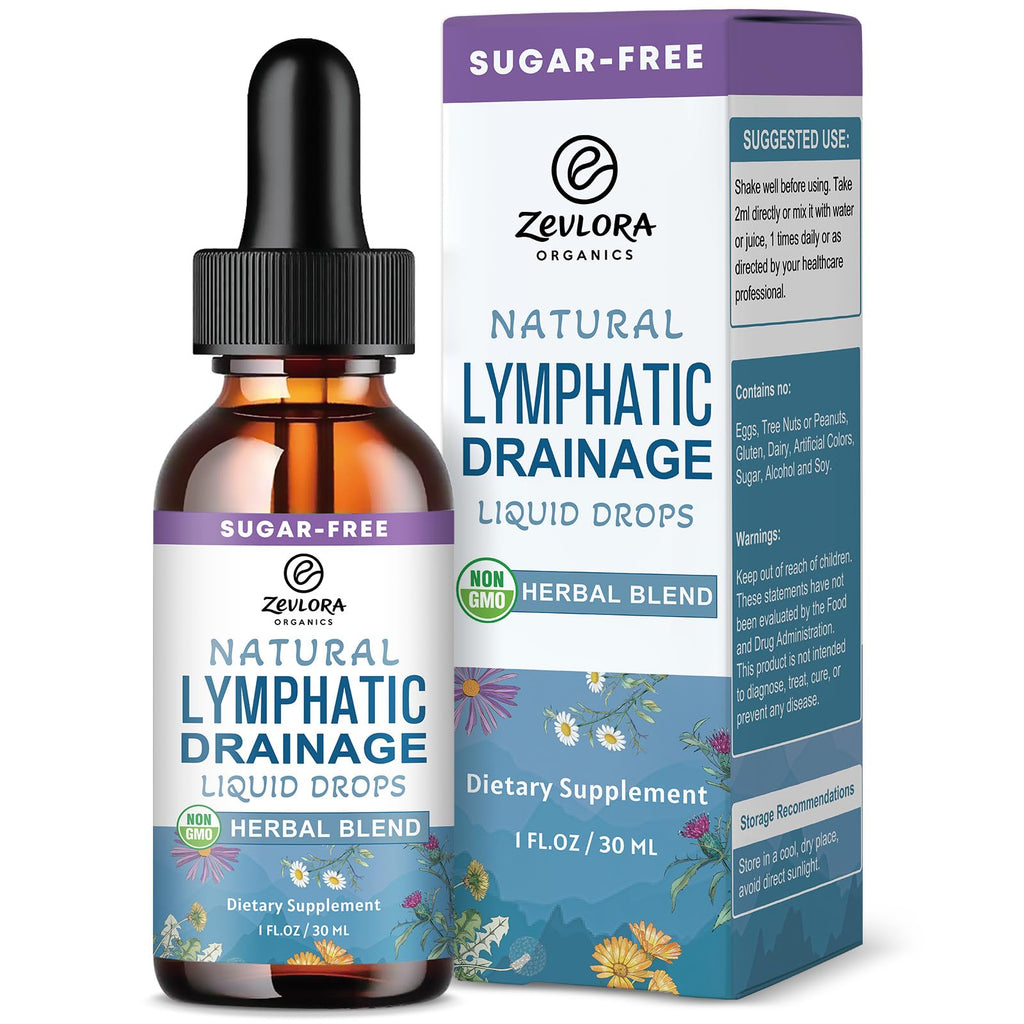 Lymphatic Drainage Support Drops – Advanced 11-in-1 Herbal Extract Formula with Echinacea, Dandelion, Elderberry & Milk Thistle – Multi-Herb Liquid for Fluid Balance & Healthy Circulation – 1 Fl Oz