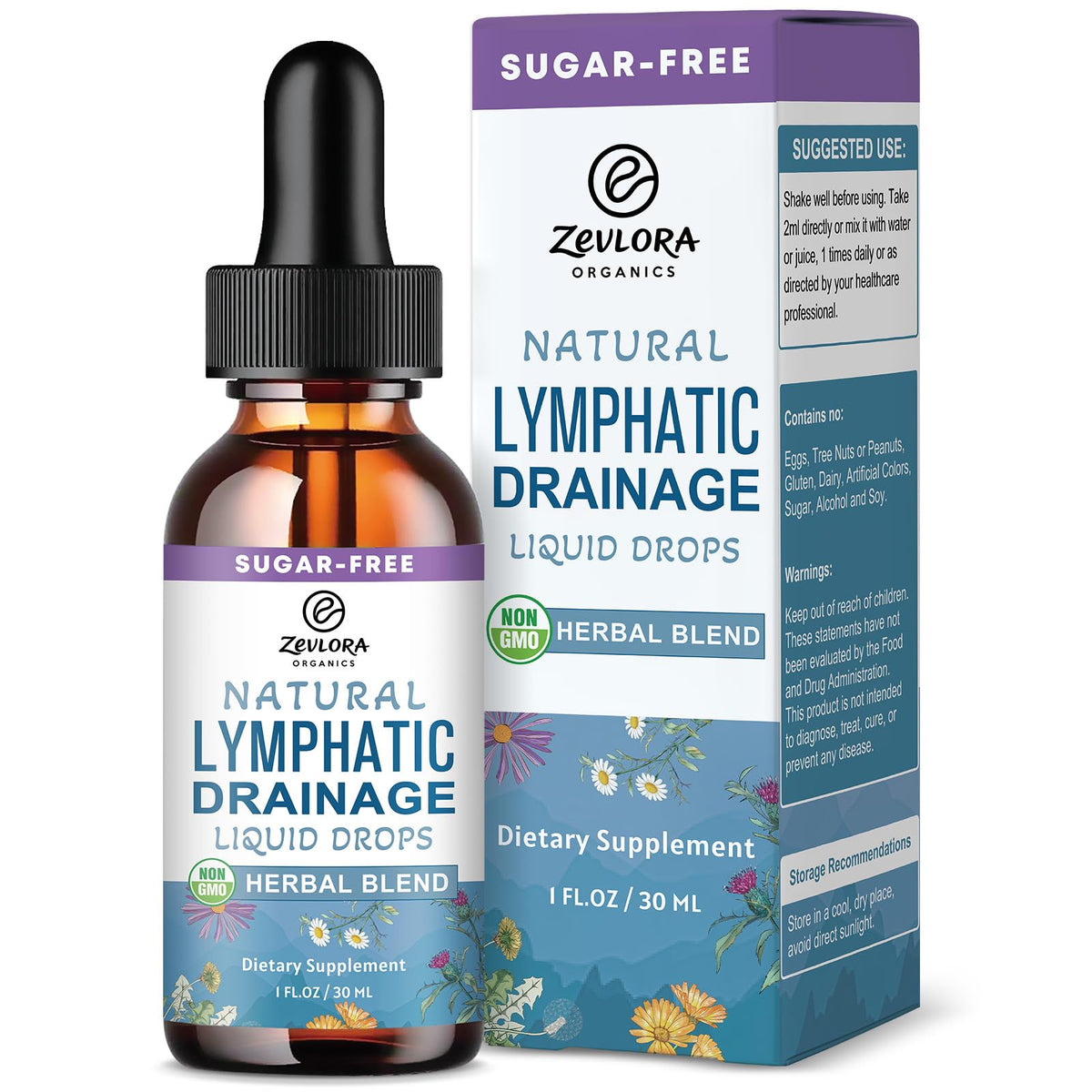 Lymphatic Drainage Support Drops – Advanced 11-in-1 Herbal Extract Formula with Echinacea, Dandelion, Elderberry & Milk Thistle – Multi-Herb Liquid for Fluid Balance & Healthy Circulation – 1 Fl Oz