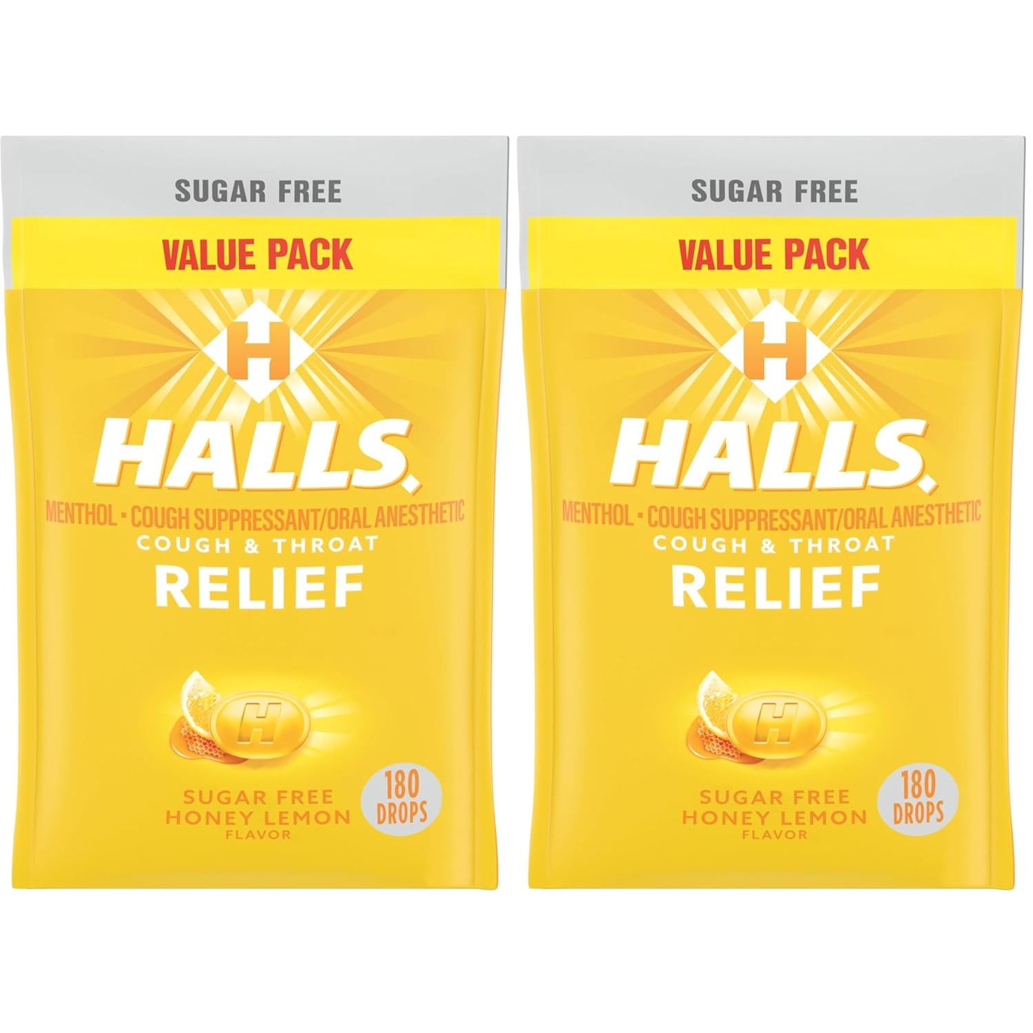 Buy now HALLS Relief Honey Lemon Sugar Free Cough Drops, Value Pack, 180 Drops 180 Count (Pack of 2) Honey-Lemon at indiglob india