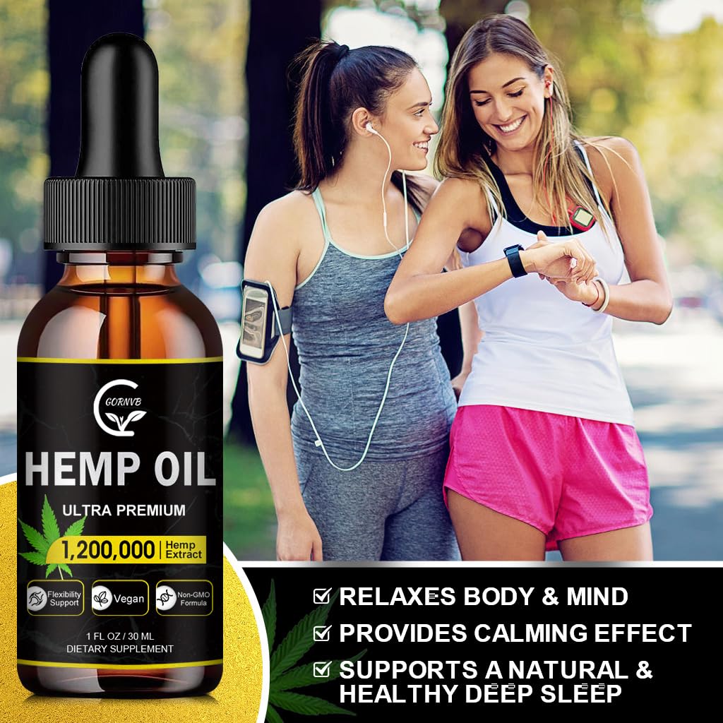 (2-Pack) High Potency Hemp Oil - Maximum Strength, Immune System Support, Focus Calm, Relaxation, Mood, Pure Extract, Organic, Vegan, Gluten-Free