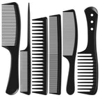 Kolavia 6 PCS Hair Comb Set Black, Durable Wide and Fine Tooth Rat Tail Hair Barber Comb for Women & Man, Professional Combs for Wet Curly Natural Hair Detangling Parting Teasing Styling & Cutting