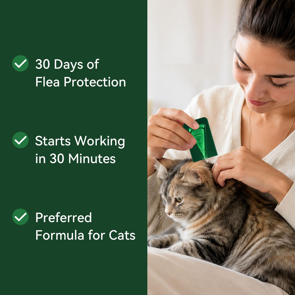 Plus Cat Flea and Tick Treatment | 6-Month Supply, Over 1.5 lbs | Flea Treatment for Cats & Kittens | 24-Hour Activation, Waterproof, 30-Day Protection